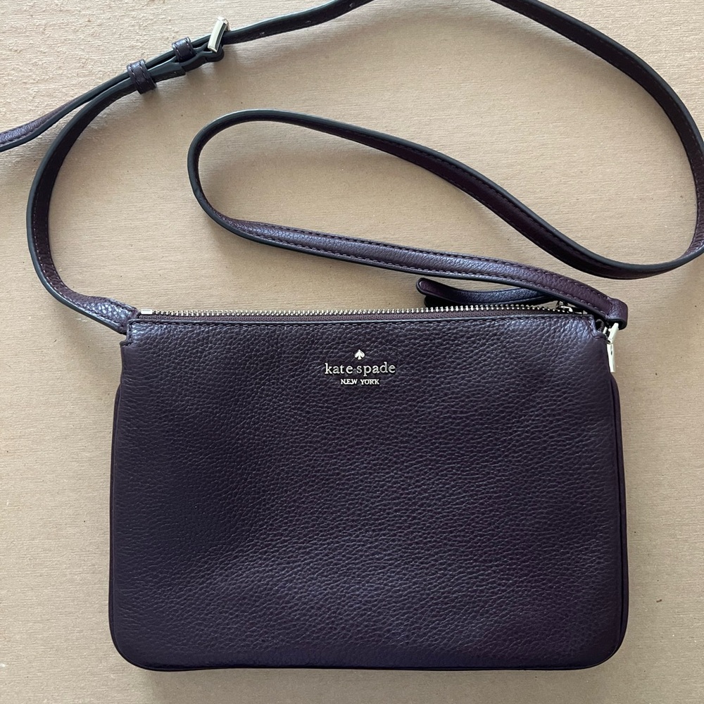 Kate Spade Leather Crossbody Bag in Deep Burgundy/Brown